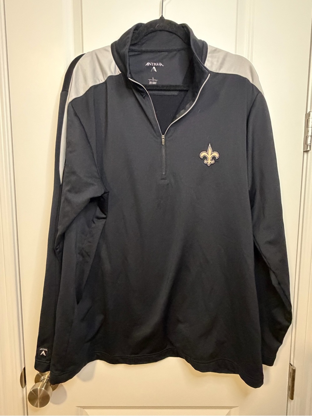 Antigua Black and Gray New Orleans Saints 1/4 Zip Pullover